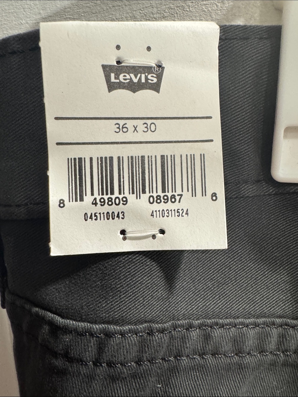 Levi's Men's Charcoal Slim 511 Jeans (W36 L30) - Picture 5 of 5